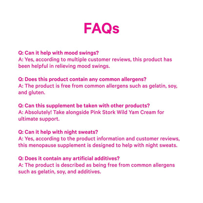 Pink Stork Menopause Support for Women - Hot Flash, Mood, Sleep, Weight, Cortisol & Hormonal Balance - Vegan, Estrogen-Free Perimenopause Relief - Ashwagandha, Maca - 60 Capsules - Maple Wellness Supplements