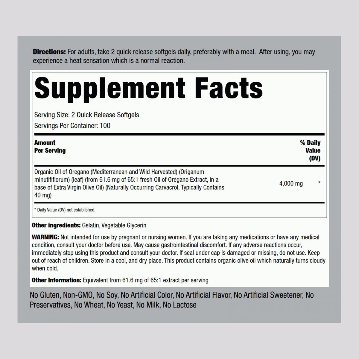 Piping Rock Oregano Oil Softgel Capsules | 200 Pills | Herbal Extract Supplement | Wild Harvested | Non-GMO, Gluten Free - Maple Wellness Supplements