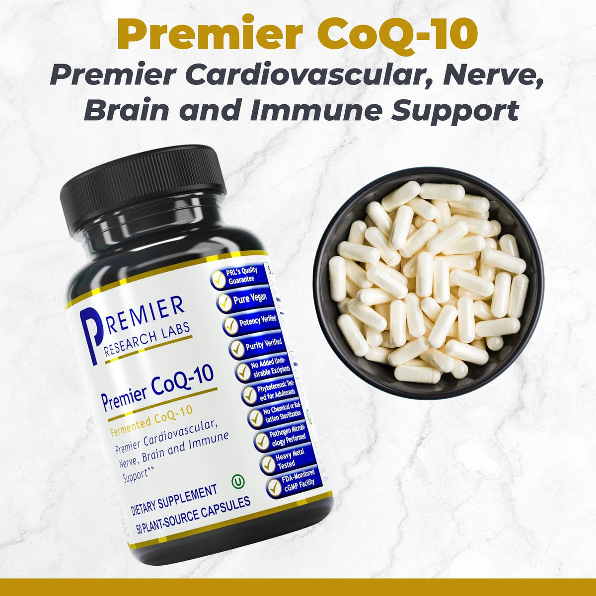 Premier Research Labs CoQ10 - Coenzyme Q10, Co Q 10 Supplement, 100mg Capsules, Ubiquinol Co Enzyme Q-10 with Red Algae & MCT Oil - 60 Vegetarian Capsules - Maple Wellness Supplements