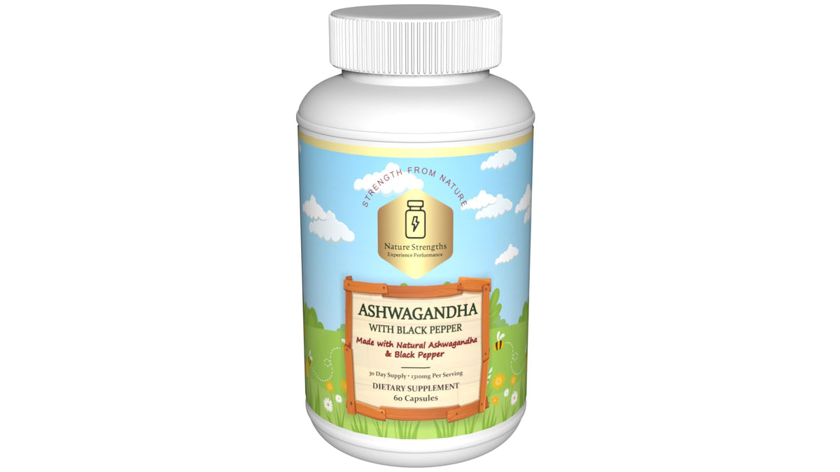 Premium Organic Ashwagandha with Black Pepper - 1300mg per Serving, 60 Capsules - Made in USA, FDA Registered Facility - Enhanced Absorption with Piperine for Optimal Performance - Maple Wellness Supplements
