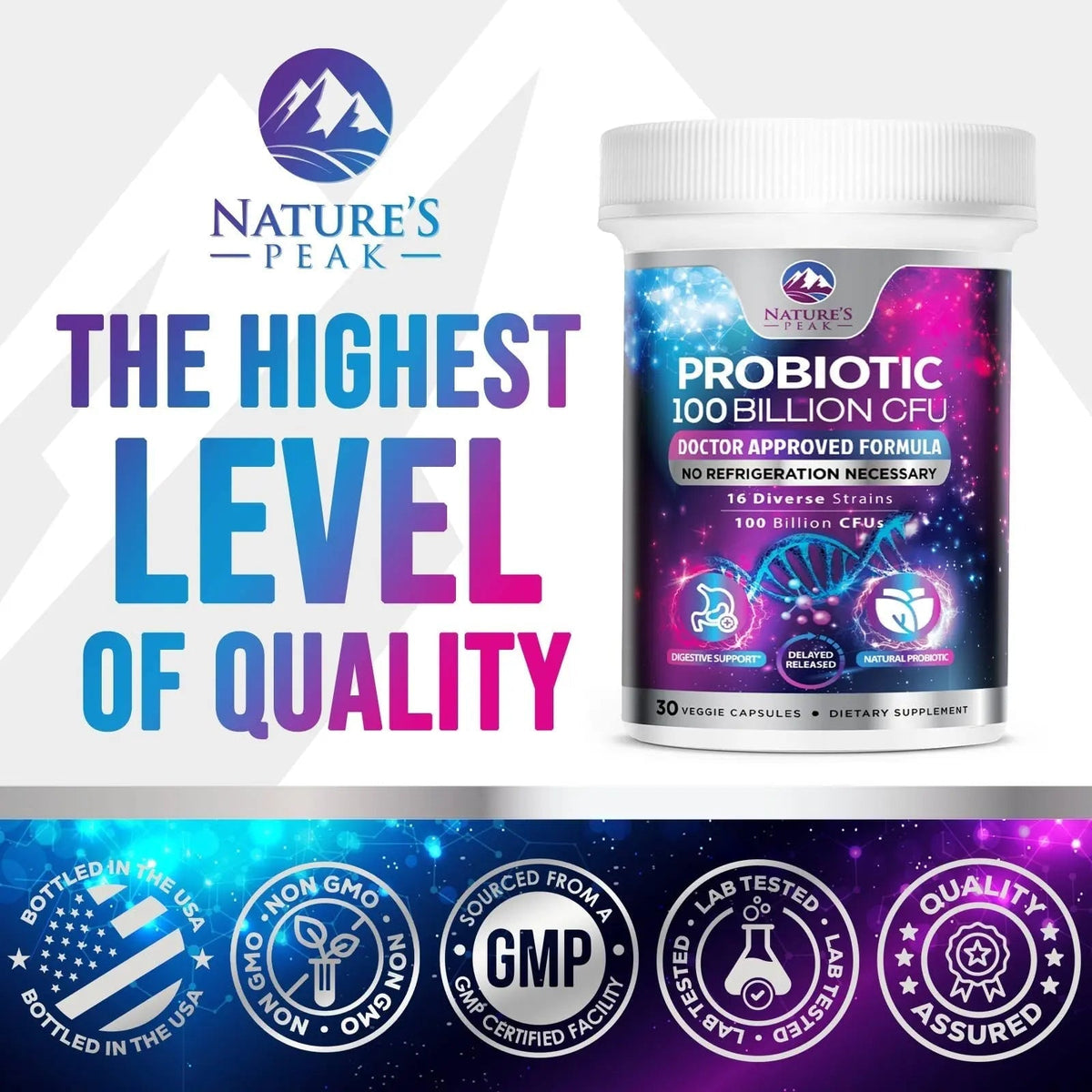 Probiotics 100 Billion CFU - 16 Premium Strains + Prebiotics - Best Probiotics for Women & Men - Supports Immune, Digestive & Gut Health, Supports Occasional Constipation, Gas & Bloating - 30 Capsules - Maple Wellness Supplements