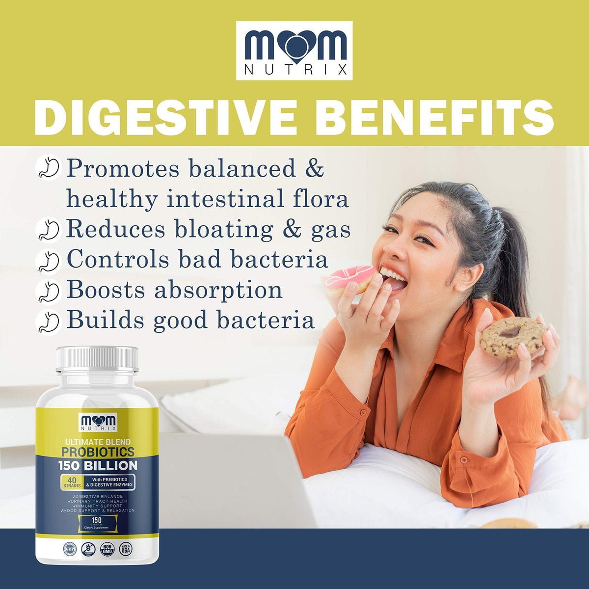 Probiotics 150 Billion CFU - 40 Strain Probiotics for Women, Men and Adults - Shelf Stable Probiotic with Organic Prebiotic - Acidophilus Probiotic - Maple Wellness Supplements