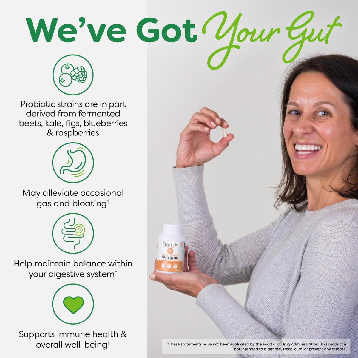 Probulin Total Care Probiotic Supplement, Daily Gut, Digestive, and Immune Health Probiotics Capsules for Men and Women, 20 Billion CFU, Vegan, 90 Count Bottle - Maple Wellness Supplements