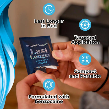 Promescent Delay Wipes Sexual Enhancer for Men to Last Longer in Bed, Extended Climax Control with Benzocaine for Male Genital Desensitizing - Increase Duration, Performance, and Stamina (21 Count) - Maple Wellness Supplements