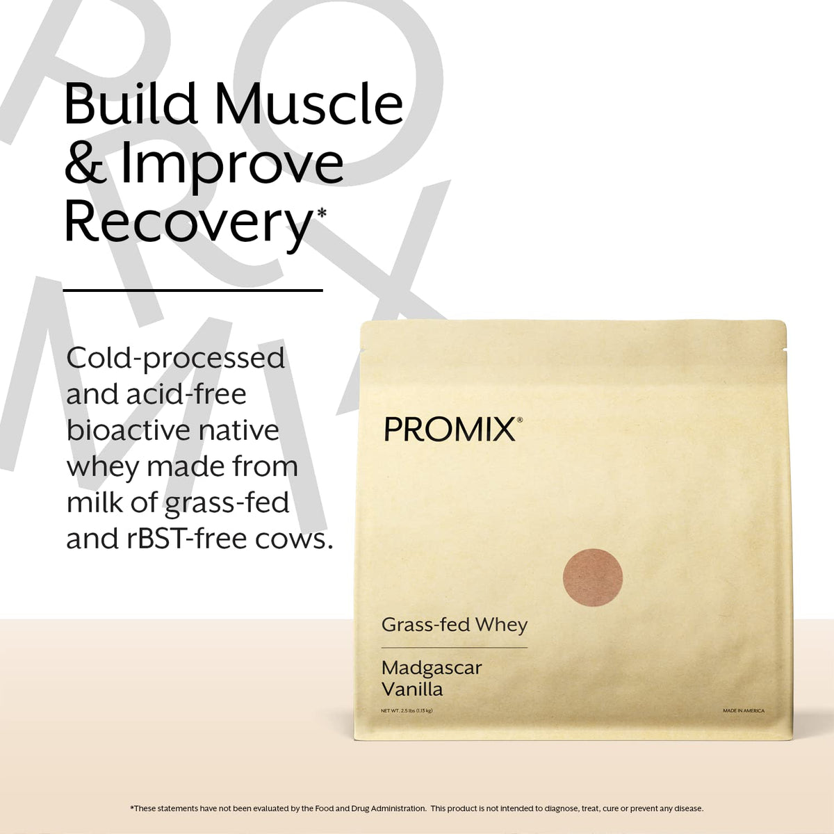 Promix Whey Protein Powder, Vanilla - 2.5lb Bulk - Grass-Fed & 100% All Natural - Maple Wellness Supplements