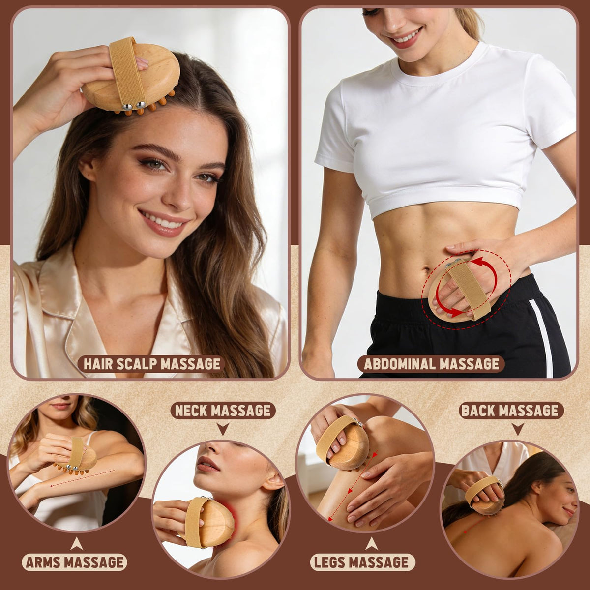ProSuites Wooden Meridian Massage Body Brush for Cellulite Remover, Cellulite Lymphatic Drainage Massager for Body Shaping - Maple Wellness Supplements