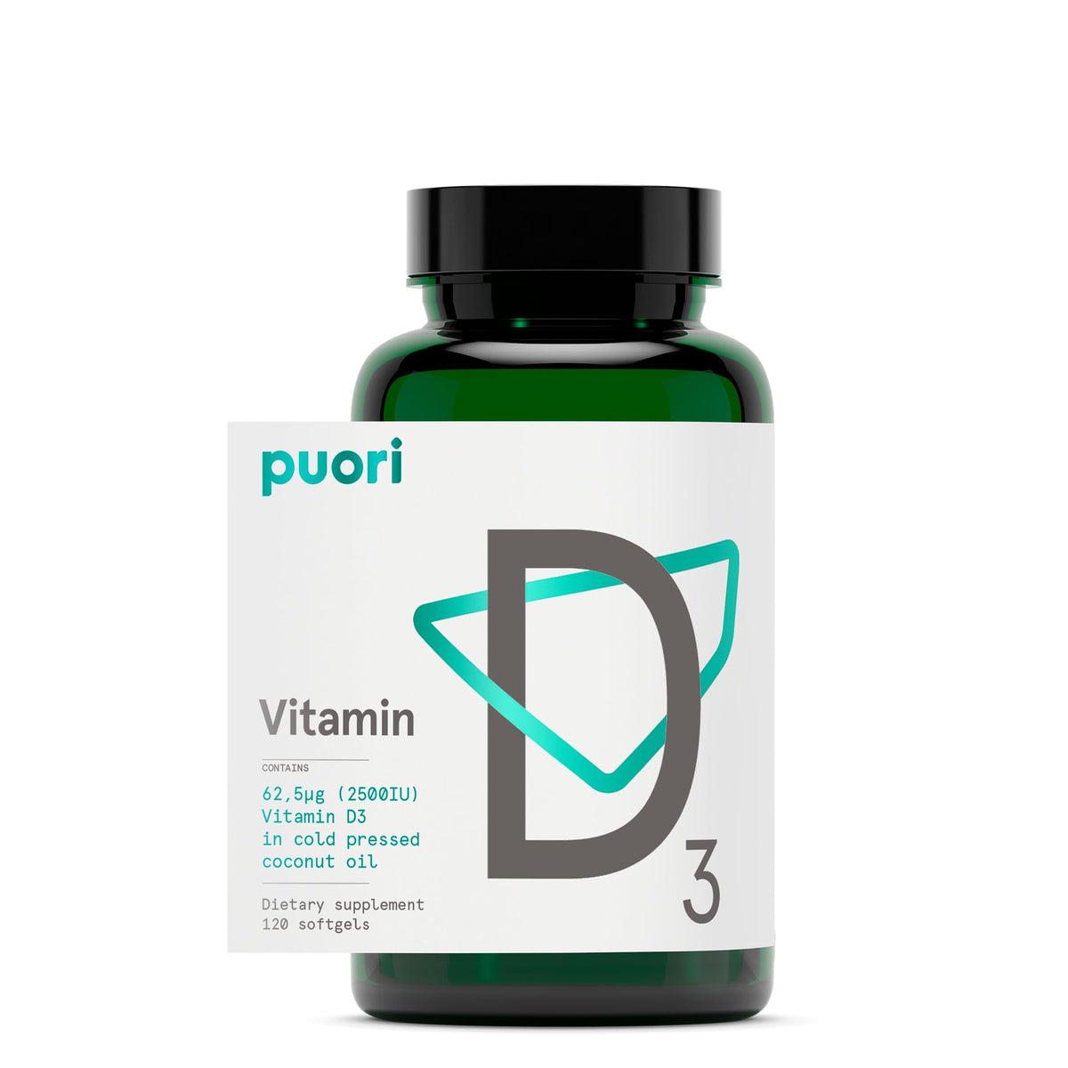 Puori Vitamin D3 Softgels, 2500 IU (62.5 mcg) - Fast Absorbing Vitamin D3 Supplements for Immune System Support, Bone Health & Density and Healthy Muscle Functions - Non-GMO & Gluten-Free - 120 Count - Maple Wellness Supplements