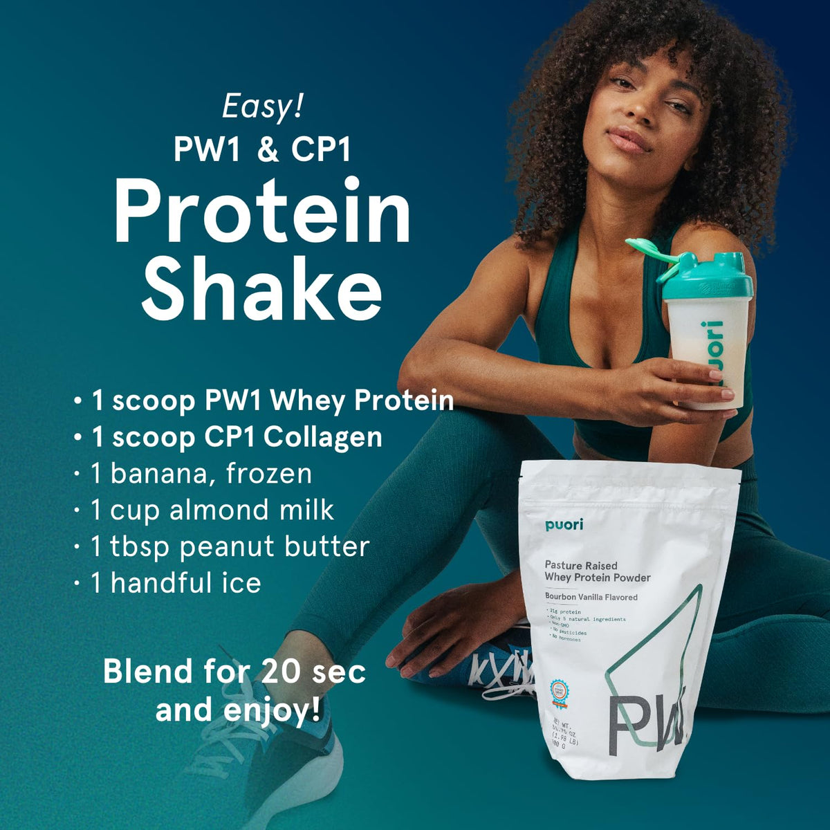 Puori Whey Protein Powder, Dark Chocolate - PW1 Pasture-Raised, Grass-Fed Whey Protein Powder Drink Mix containing BCAA Amino Acids - Post-Workout Supplement for Muscle Gain & Recovery - 30 Servings - Maple Wellness Supplements