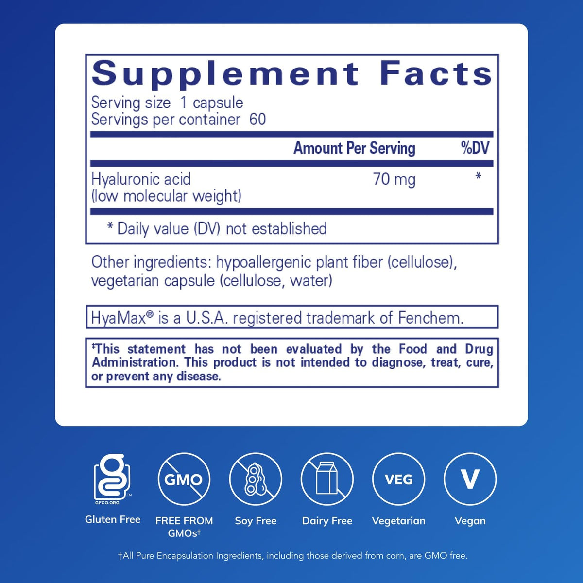Pure Encapsulations Hyaluronic Acid - for Skin Hydration, Joint Lubrication & Joint Health* - Effective Absorption - Gluten Free - Maple Wellness Supplements