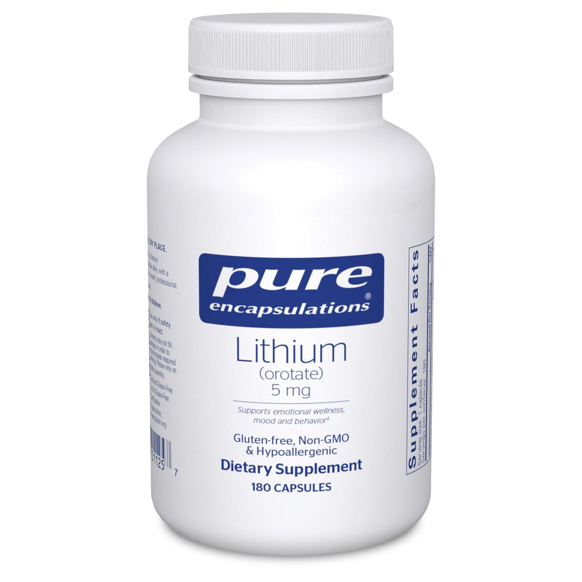 Pure Encapsulations Lithium Orotate 5 mg - Brain Support Supplement - with N-Acetyl-L-Cysteine (NAC) for Memory & Brain Behavior* - Maple Wellness Supplements