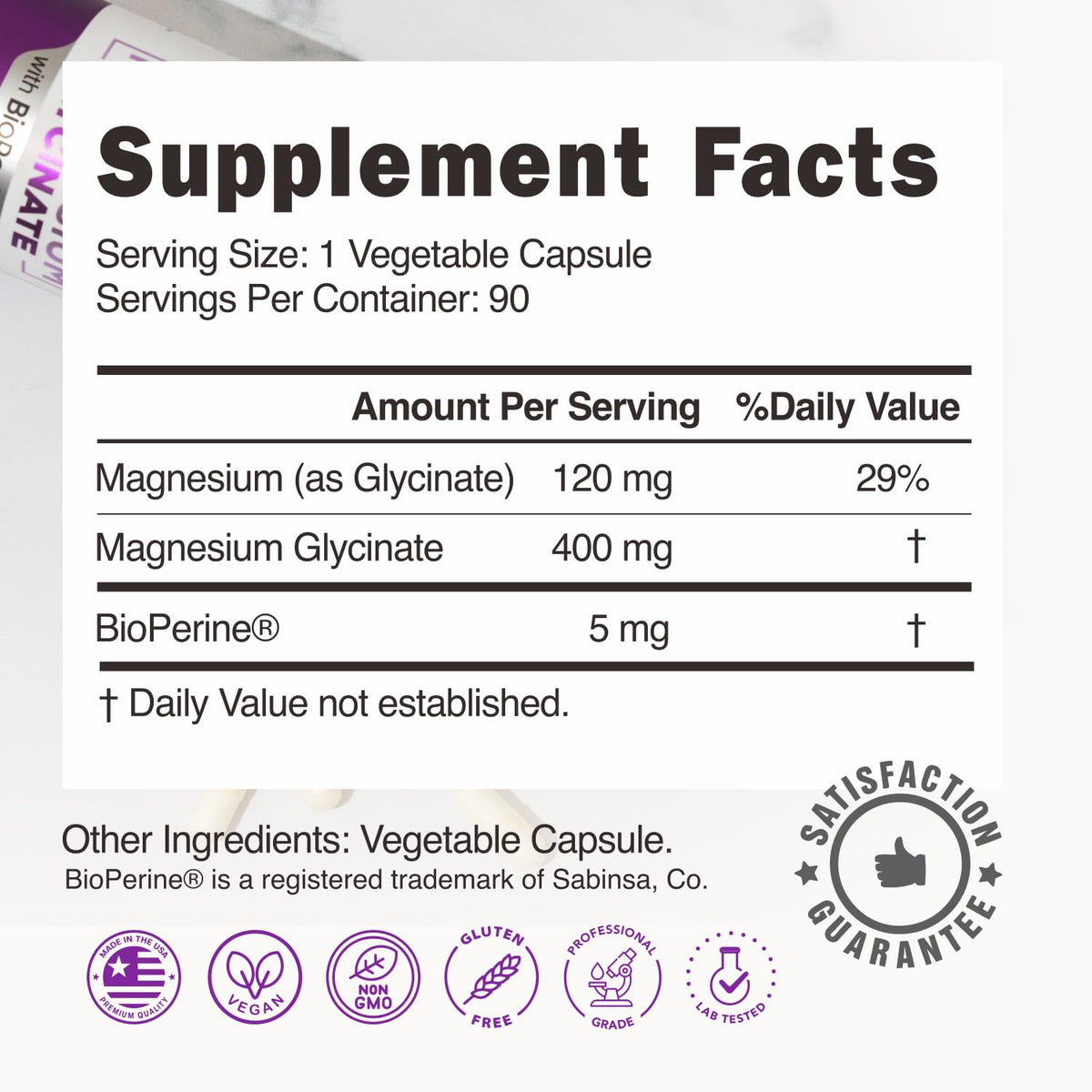 Pure Magnesium Glycinate 400mg - 5X Higher Absorption - Support Stress Relief, Sleep, Bone Health - 100% Chelated - Pure Magnesium Supplement - Maple Wellness Supplements