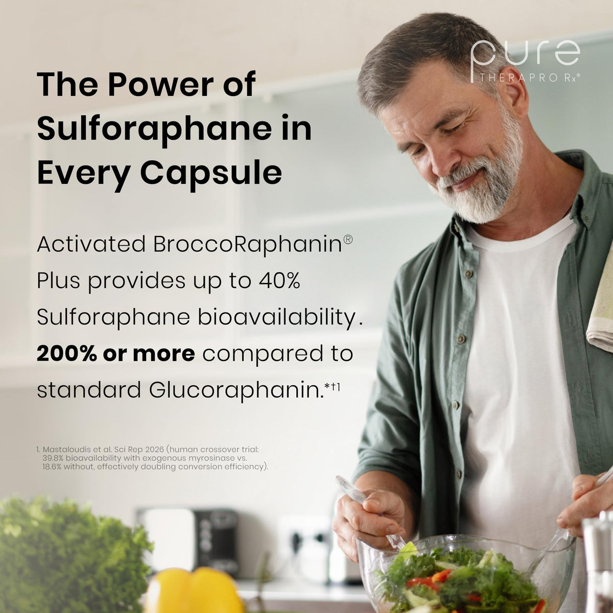 Pure Therapro Rx OncoProtect ES HIGH DOSE Sulforaphane Supplement, Made in USA | 2 Month Supply | 706 mg Patented Activated BroccoRaphanin Broccoli Seed Extract | Glucoraphanin + Myrosinase - Maple Wellness Supplements