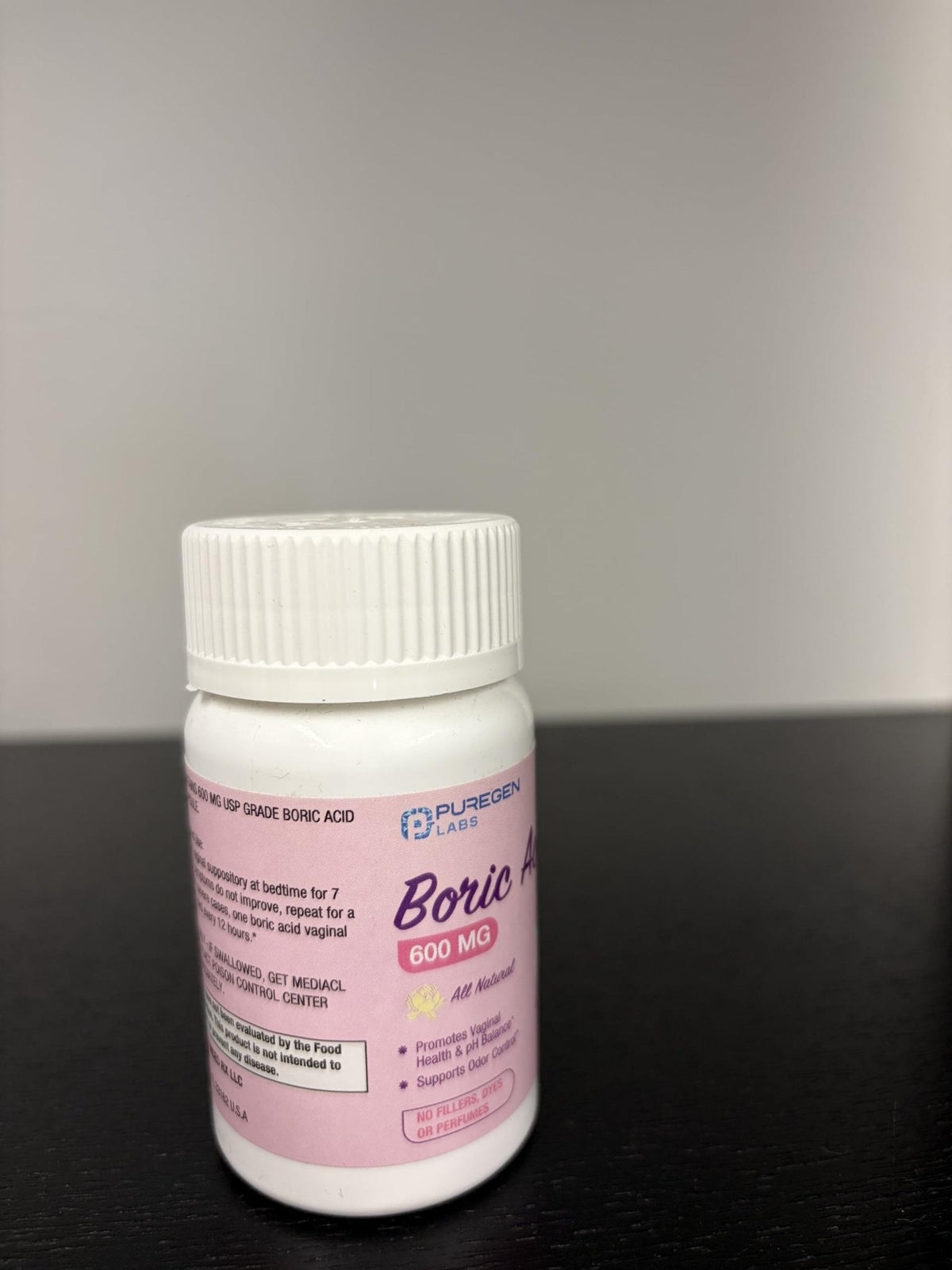 Puregen Labs Boric Acid 600 mg Vaginal Suppositories - 100% Pure | All Natural Without Dyes or Fillers | Made in USA - Supports Vaginal pH Balance and Odor Control (30 Count) - Maple Wellness Supplements