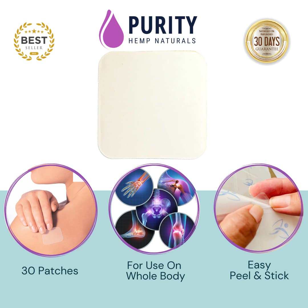 Purity Hemp Naturals Body Discomfort Patch 240 mg - 30 ct (8 mg ea.) Lasts 24 Hours. Sweat & Water Resistant. Convenient & Discreet. For Use On Any Part Of The Body. Plant-Based Extended-Release Patch - Maple Wellness Supplements