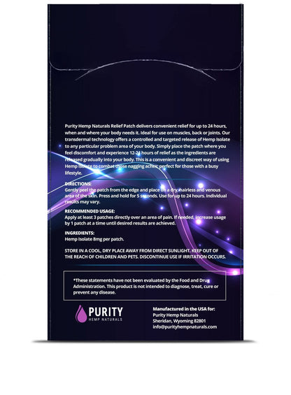 Purity Hemp Naturals Body Discomfort Patch 240 mg - 30 ct (8 mg ea.) Lasts 24 Hours. Sweat & Water Resistant. Convenient & Discreet. For Use On Any Part Of The Body. Plant-Based Extended-Release Patch - Maple Wellness Supplements
