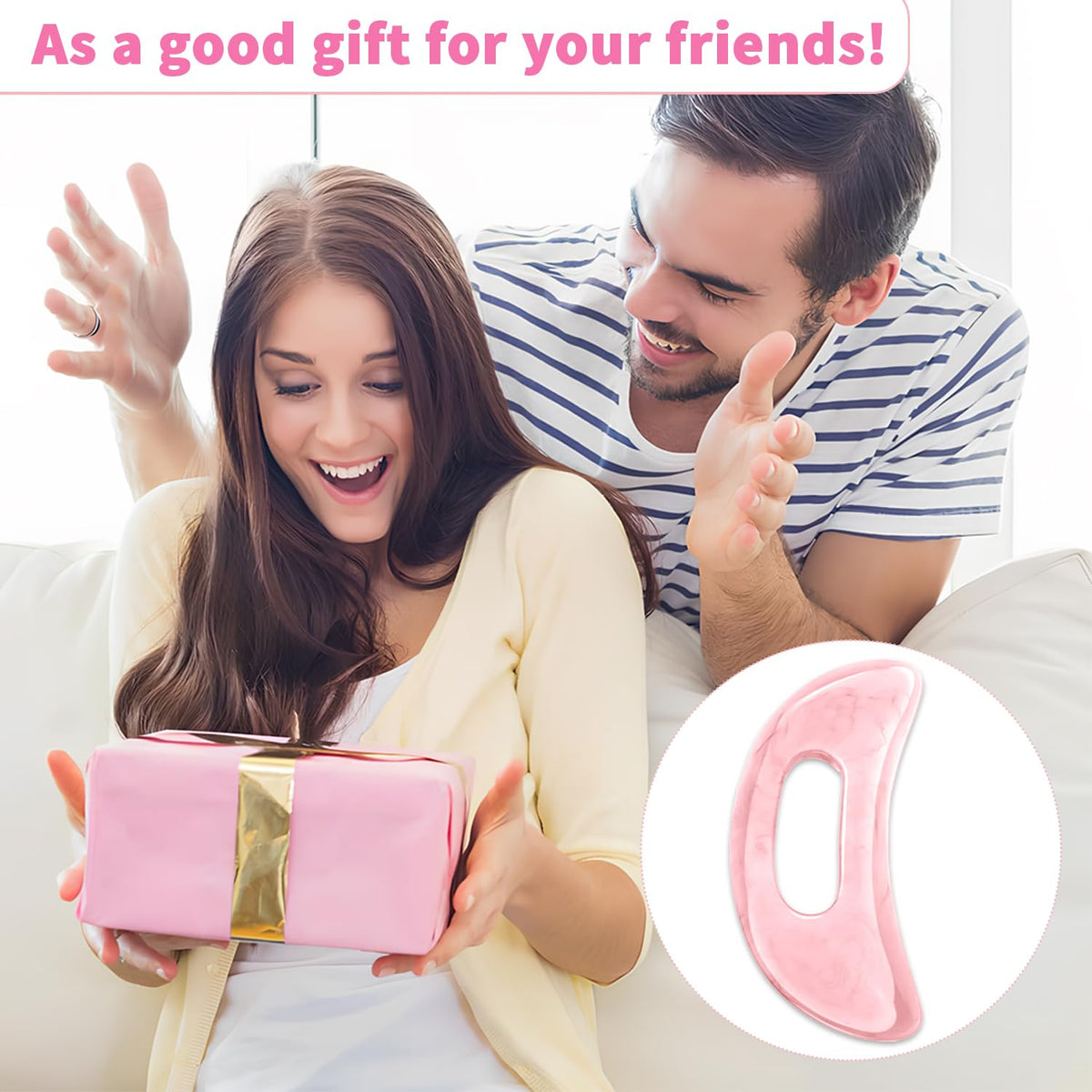 Qiifaiikooii Large Gua Sha Massage Tool for Body Back,Lymphatic Drainage Anti Cellulite,Resin(Pink/7.1In) - Maple Wellness Supplements