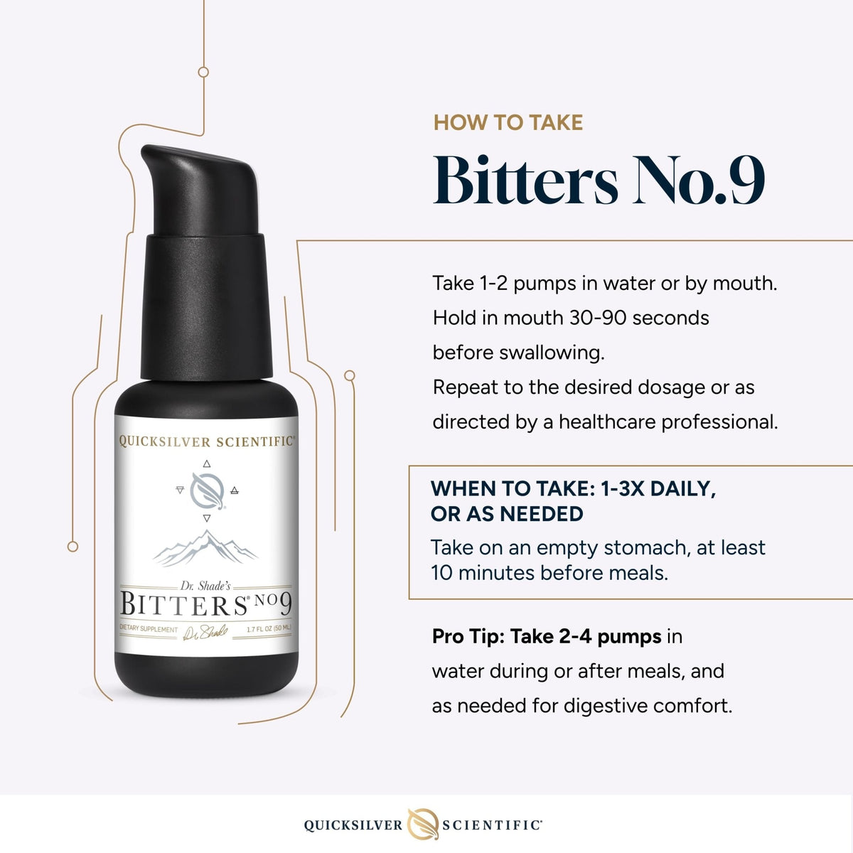 Quicksilver Scientific Dr. Shade's Bitters No. 9 - for Digestion - Fast Acting Liposomal Digestive Bitters with Milk Thistle, Burdock Root & Juniper Essential Oil - Digestive Support (50ml) - Maple Wellness Supplements