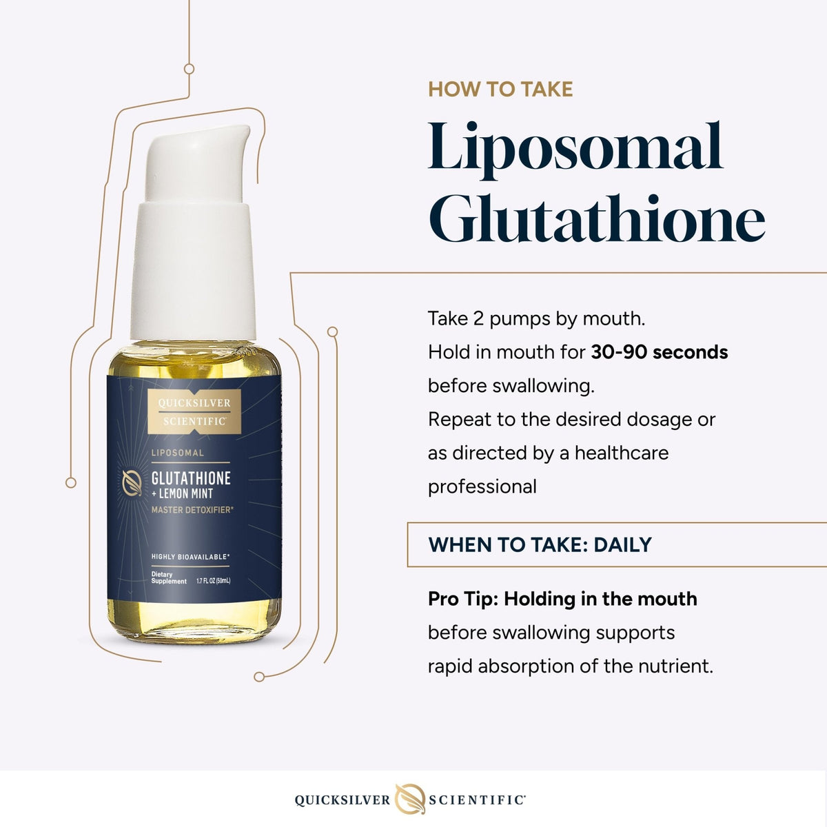 Quicksilver Scientific Liposomal Glutathione - Superior Absorption Oral Glutathione Supplement for Detox & Immune Support - Lemon Mint (1.7 fl oz) - Maple Wellness Supplements