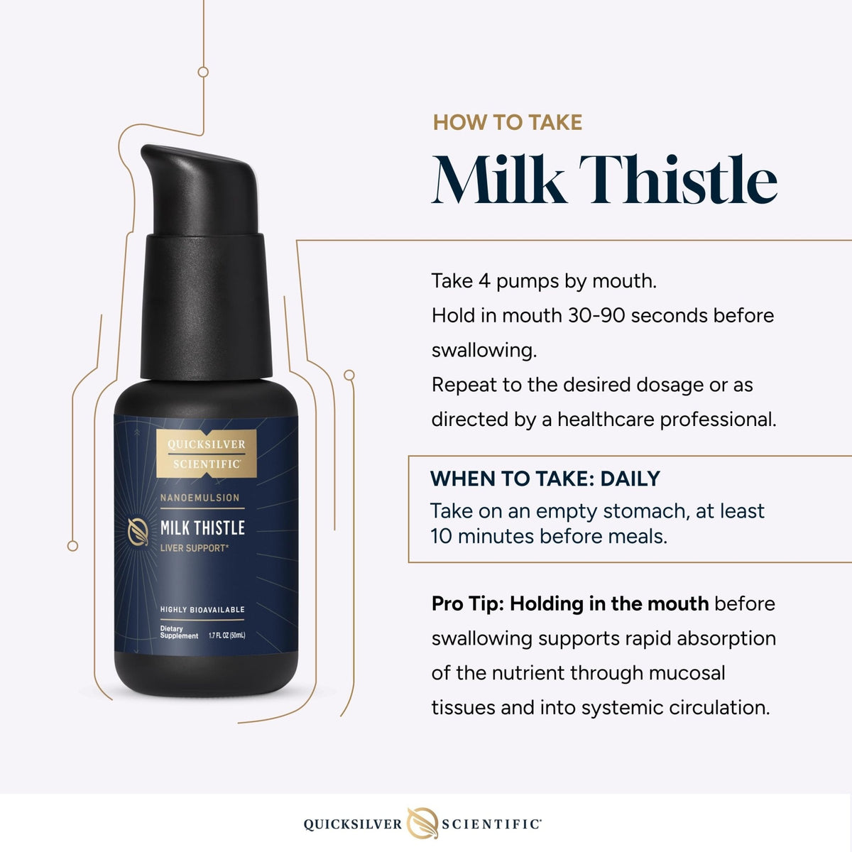 Quicksilver Scientific Nanoemulsified Milk Thistle - Silymarin Liquid with Liposome Delivery System - Immune, Detox + Liver Cleanse Support (1.7oz / 50ml) - Maple Wellness Supplements