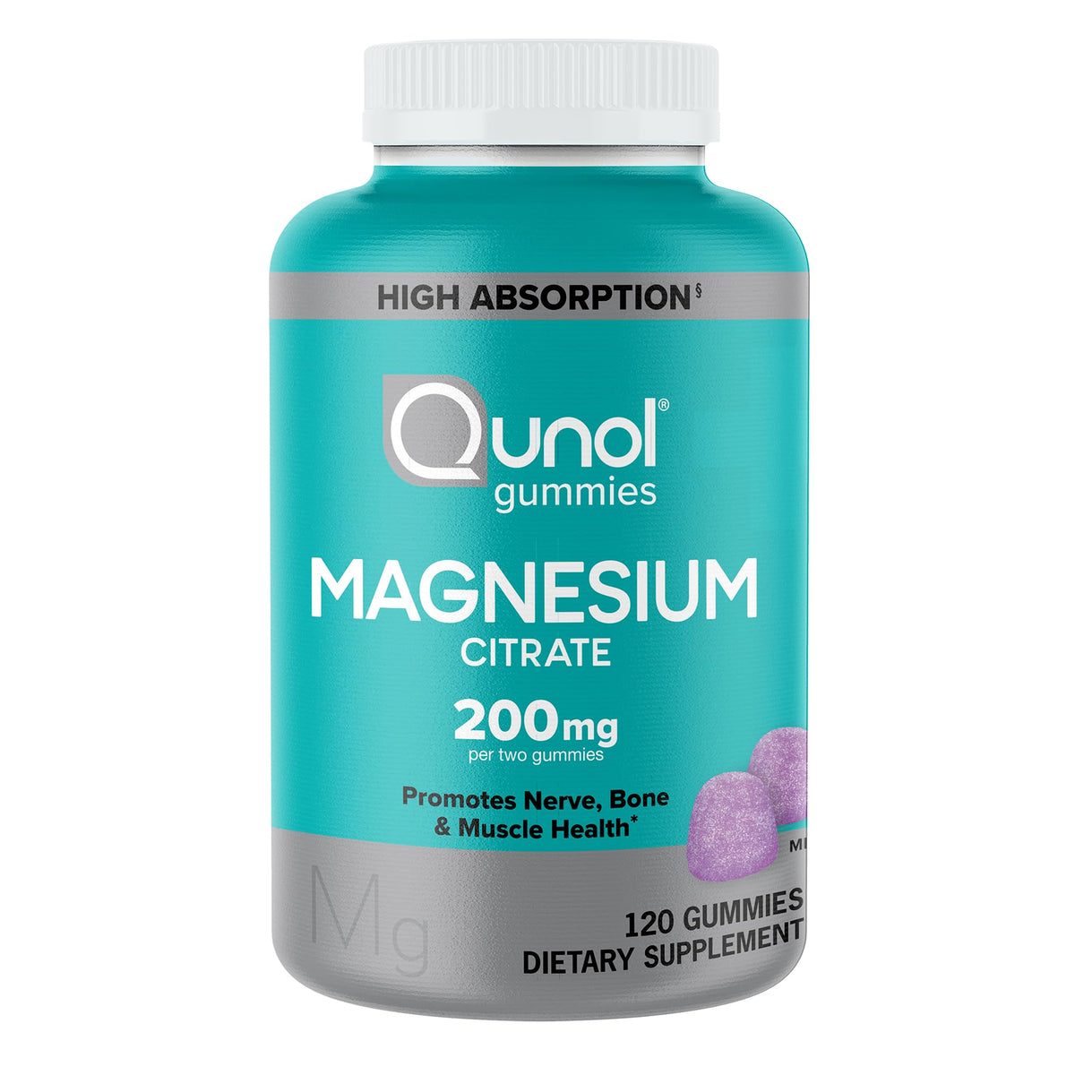 Qunol Magnesium Gummies for Adults, 200mg Elemental Magnesium (from 1,750mg Magnesium Citrate), High Absorption Magnesium Supplement, Supports Nerve, - Maple Wellness Supplements