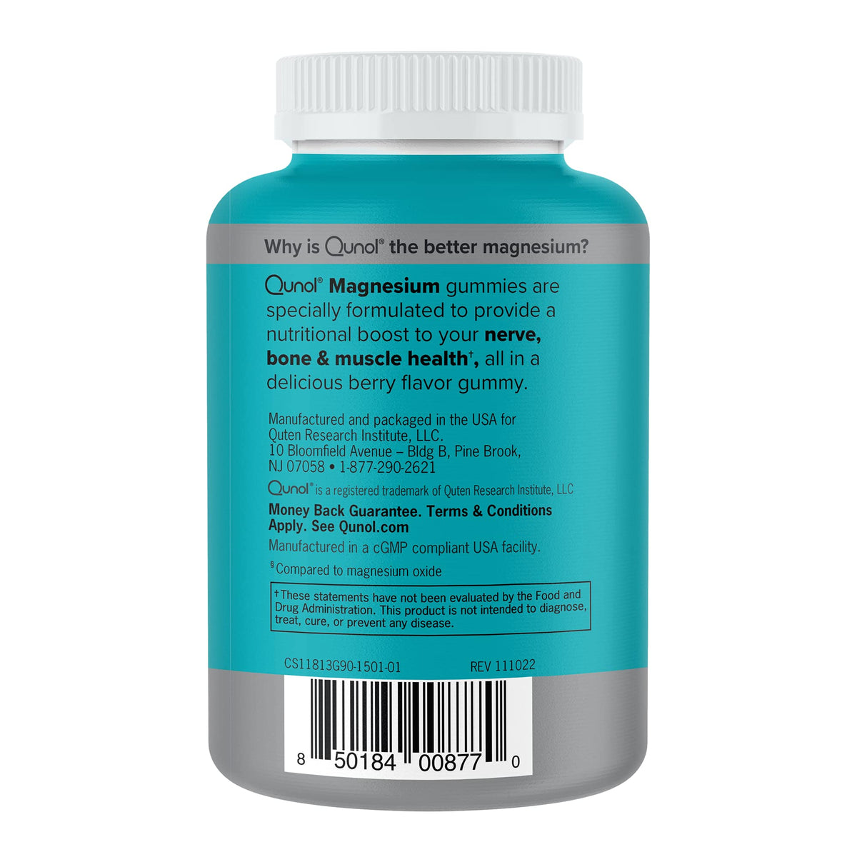 Qunol Magnesium Gummies for Adults, 200mg Elemental Magnesium (from 1,750mg Magnesium Citrate), High Absorption Magnesium Supplement, Supports Nerve, Bone and Muscle Health, Vegetarian, 90 Count - Maple Wellness Supplements