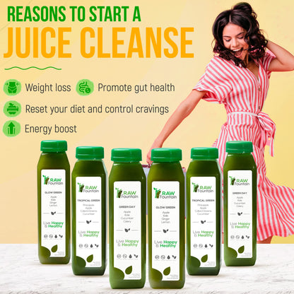 Raw Fountain 5 Day Green Juice Cleanse, All Natural Raw, Vegan Detox, Cold Pressed - Maple Wellness Supplements