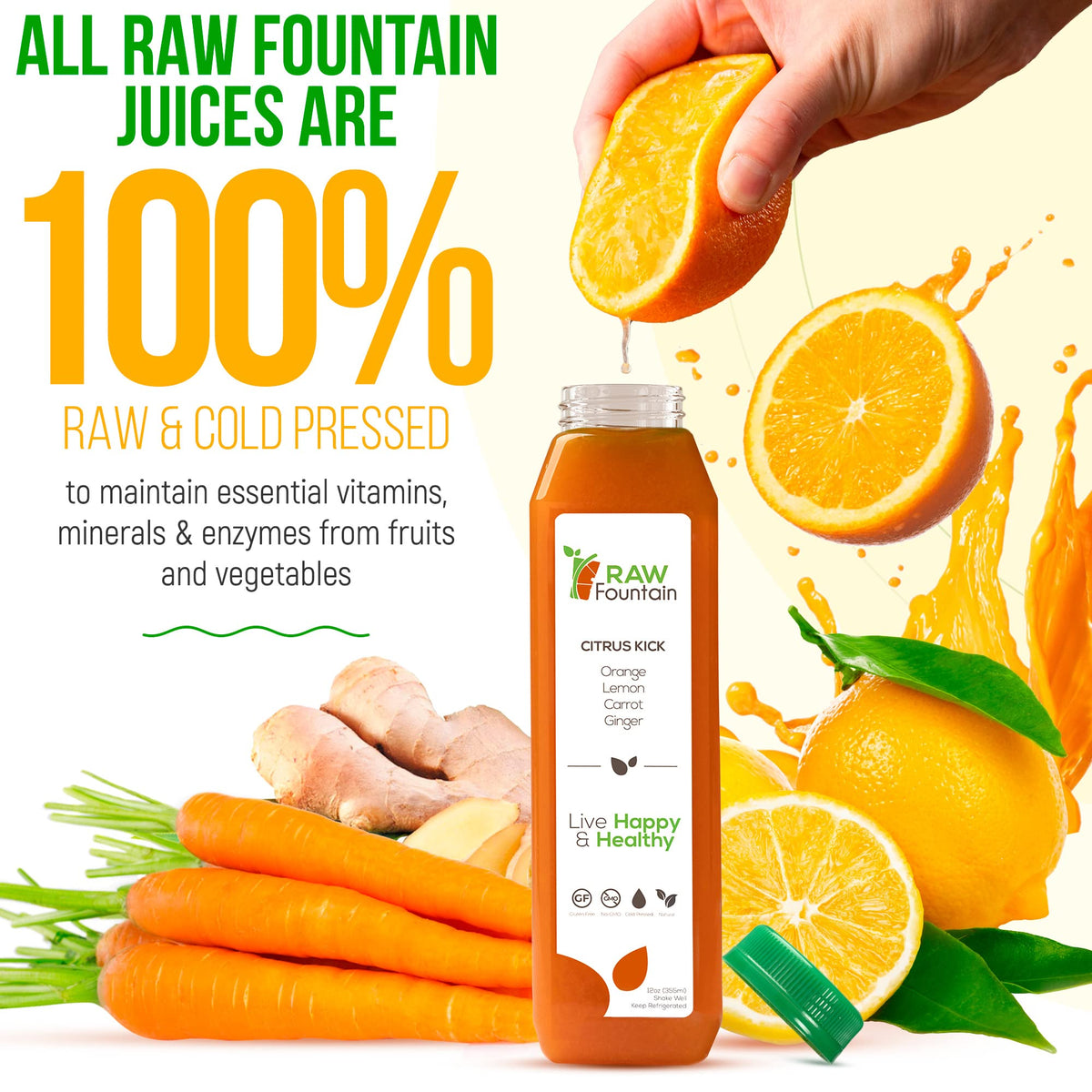 Raw Fountain 5 Day Green Juice Cleanse, All Natural Raw, Vegan Detox, Cold Pressed - Maple Wellness Supplements