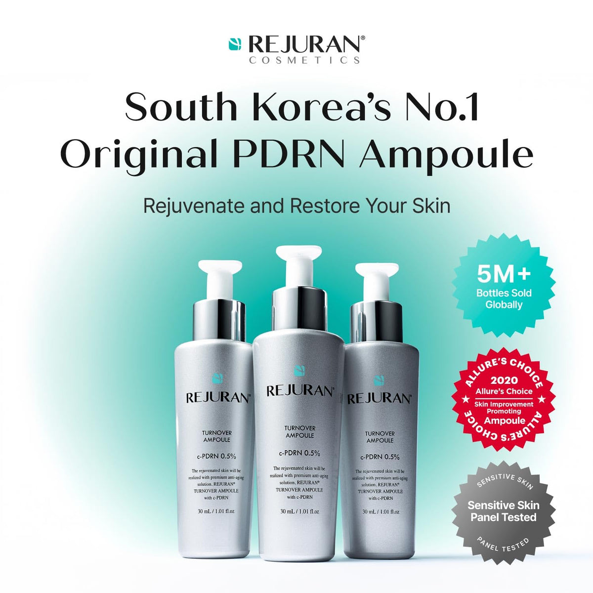 REJURAN® Turnover Ampoule, c-PDRN® – Original Salmon DNA PDRN Face Serum for Rejuvenation, Firming, Hydration & Youthful Glow - Maple Wellness Supplements