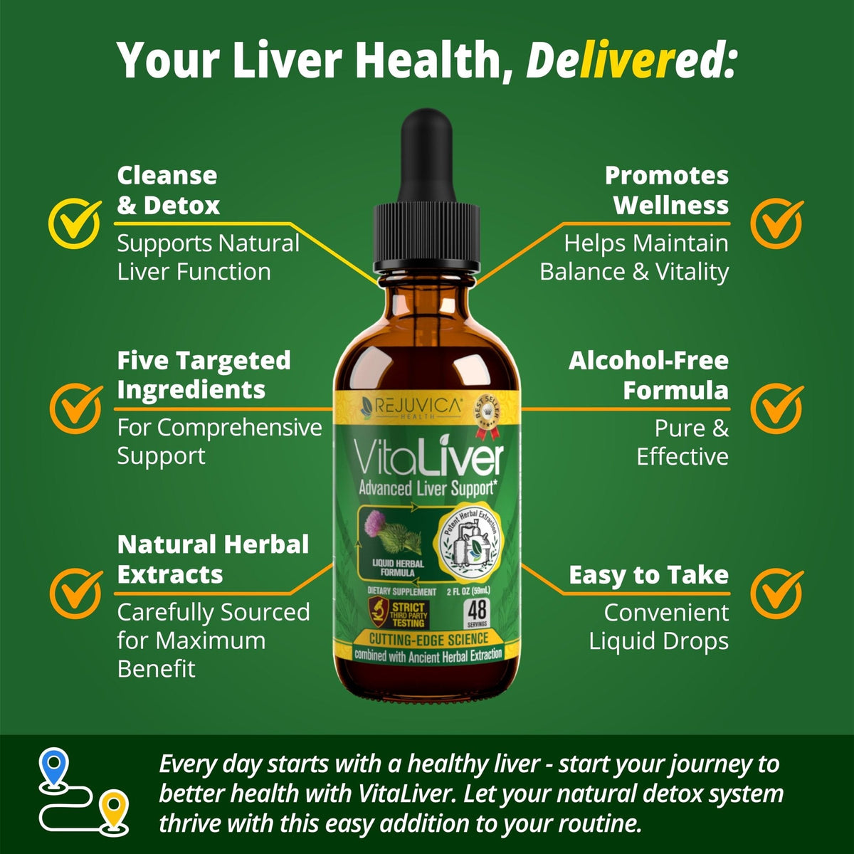 Rejuvica Health VitaLiver | Liver Cleanse & Detox Drops | Milk Thistle, Artichoke, Chanca Piedra & Dandelion Extract | Fatty Liver Support Repair - Maple Wellness Supplements