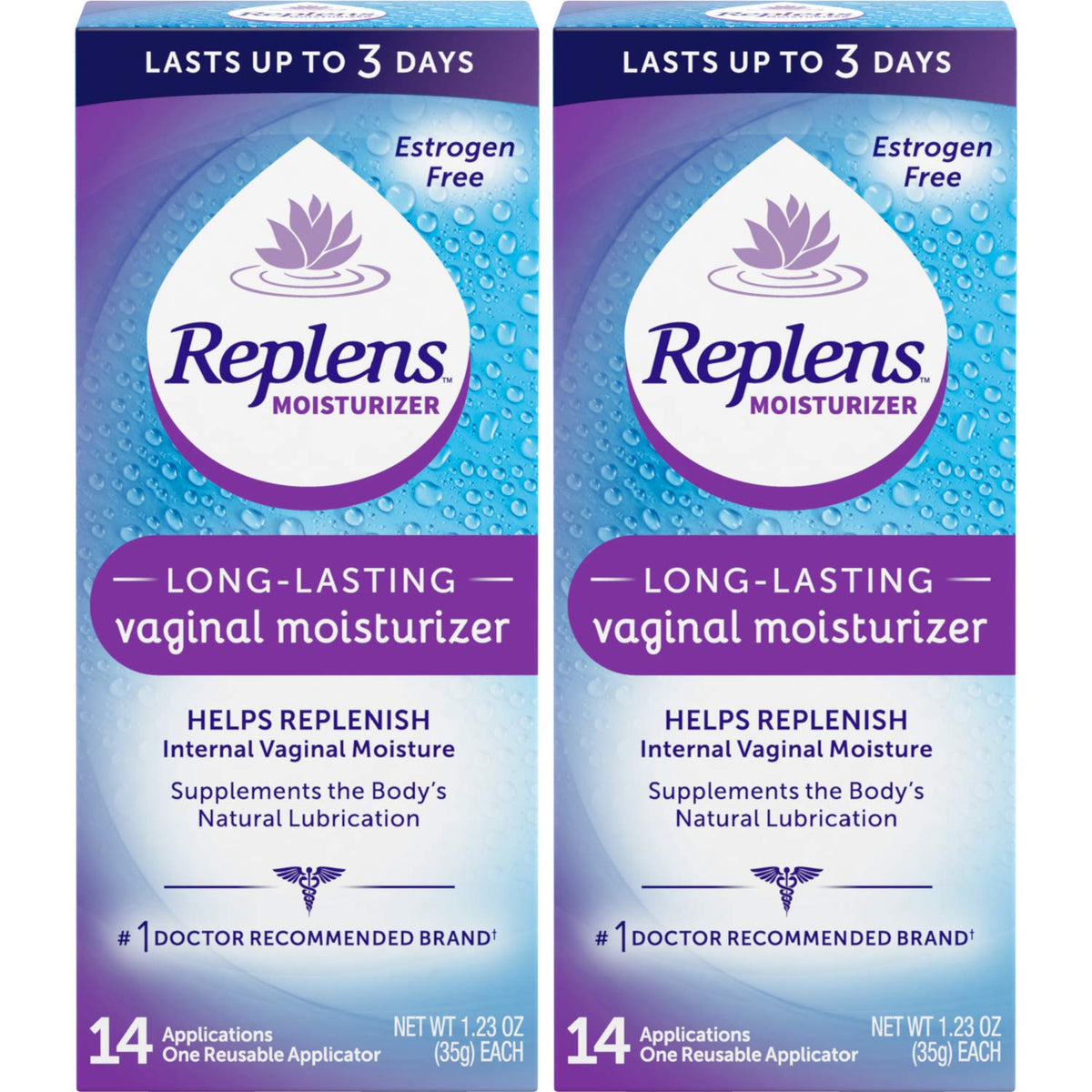 Replens Replens Long Lasting Vaginal Moisturizer, 14 Applications 1.23 oz (Pack of 2) - Maple Wellness Supplements