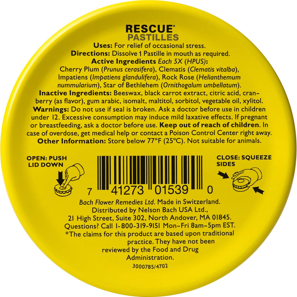 Rescue Bach PASTILLES, Cranberry Flavor, Stress Relief Lozenges, Homeopathic, Flower Eessences, 35 Count - Maple Wellness Supplements