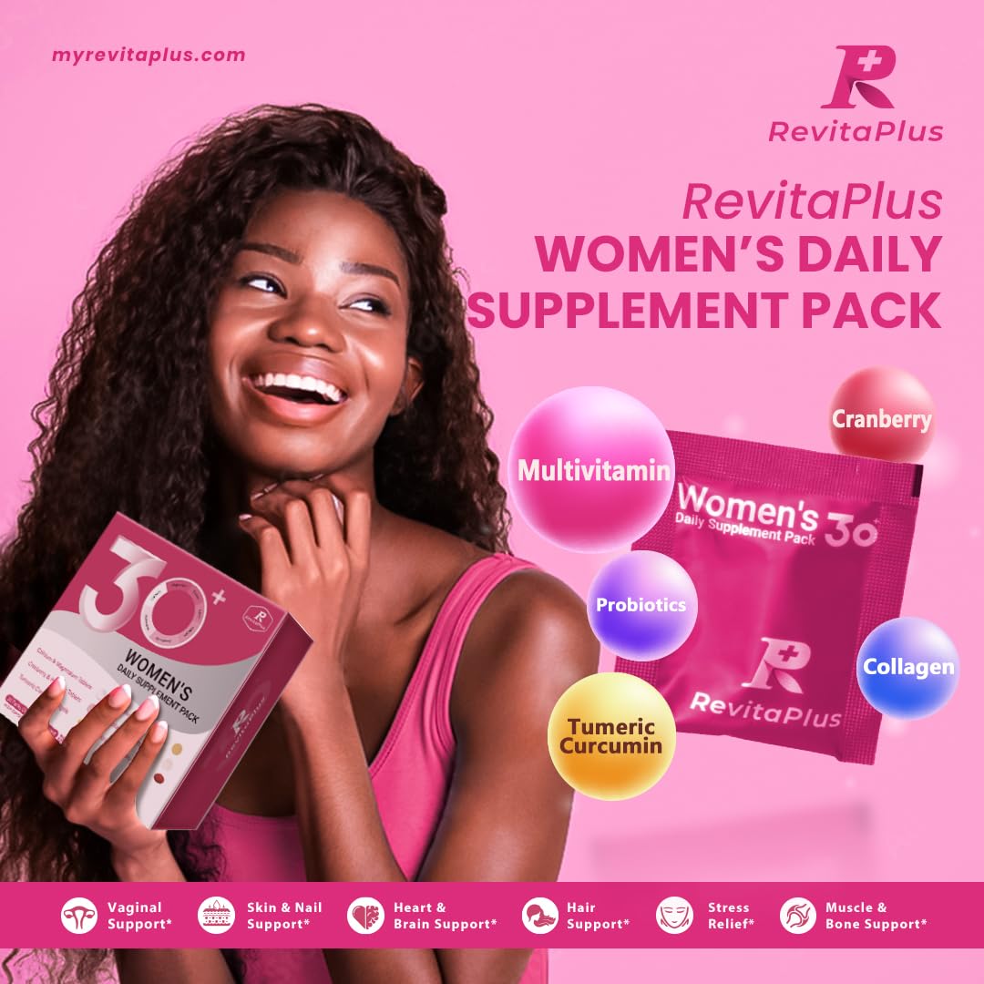 RevitaPlus Multivitamin for Women with Vitamin A,B,C,D3,E,K2,Biotin, Collagen,Krill Oil,Cranberries Supports Energy,Wellness,Beauty and Immune - Vitamin Packs for Women Health 30 Packs - Maple Wellness Supplements