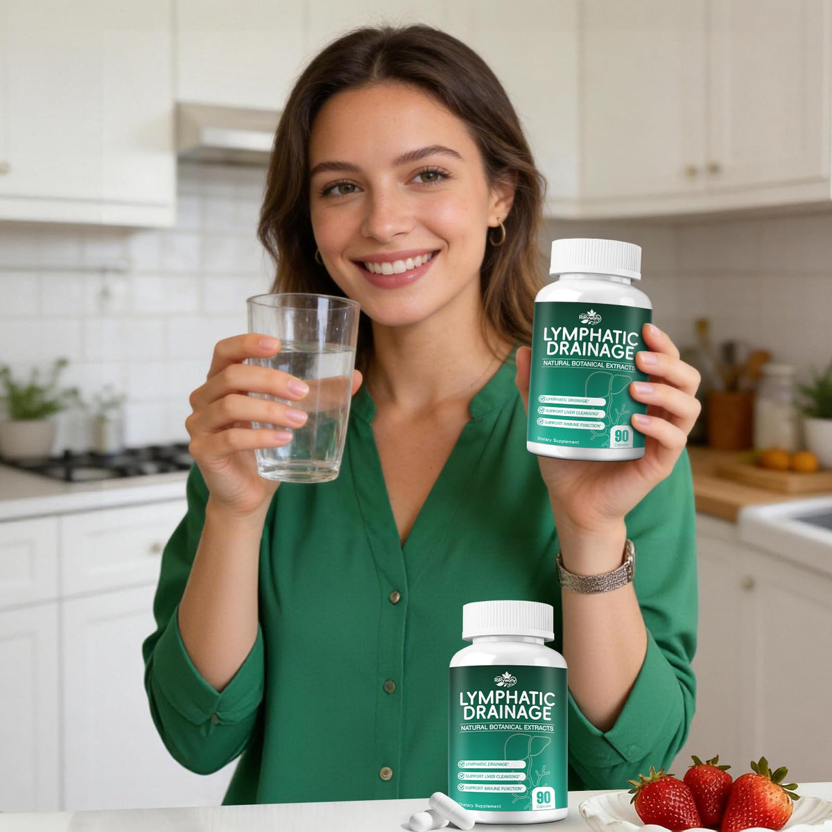 RiRywony Lymphatic Drainage Supplements & Liver Cleanse Detox Repair Capsules – Natural Herbal Supplement with Echinacea, Supports Lymphatic System, Fluid Balance & Immune Health, 90 Capsules - Maple Wellness Supplements