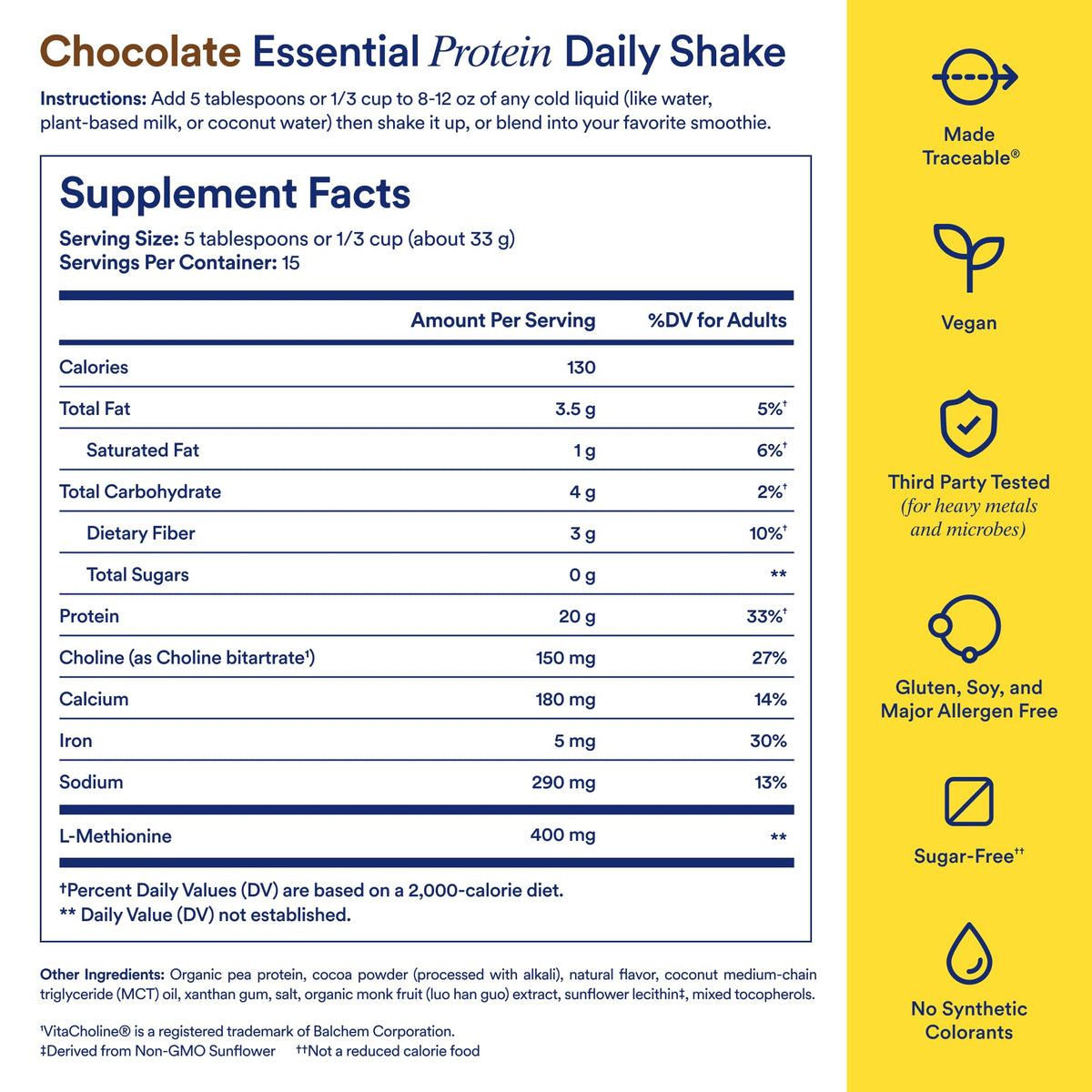Ritual Pea Protein Powder with BCAA: 20g Organic Vegan Plant-Based Protein from Regenerative Farms in North America, Complete Amino Acid Profile, Gluten Free, Sugar Free‡, Dairy Free, Chocolate, 1 Lbs - Maple Wellness Supplements
