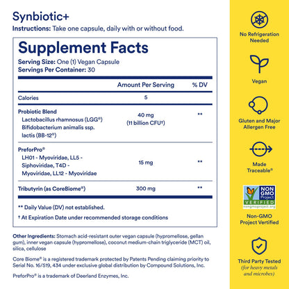Ritual Synbiotic - Complete 3-in-1 Probiotic, Prebiotic, Postbiotic - for Women and Men - to Support Gut, Digestive Health, Regularity, Bloating - Maple Wellness Supplements