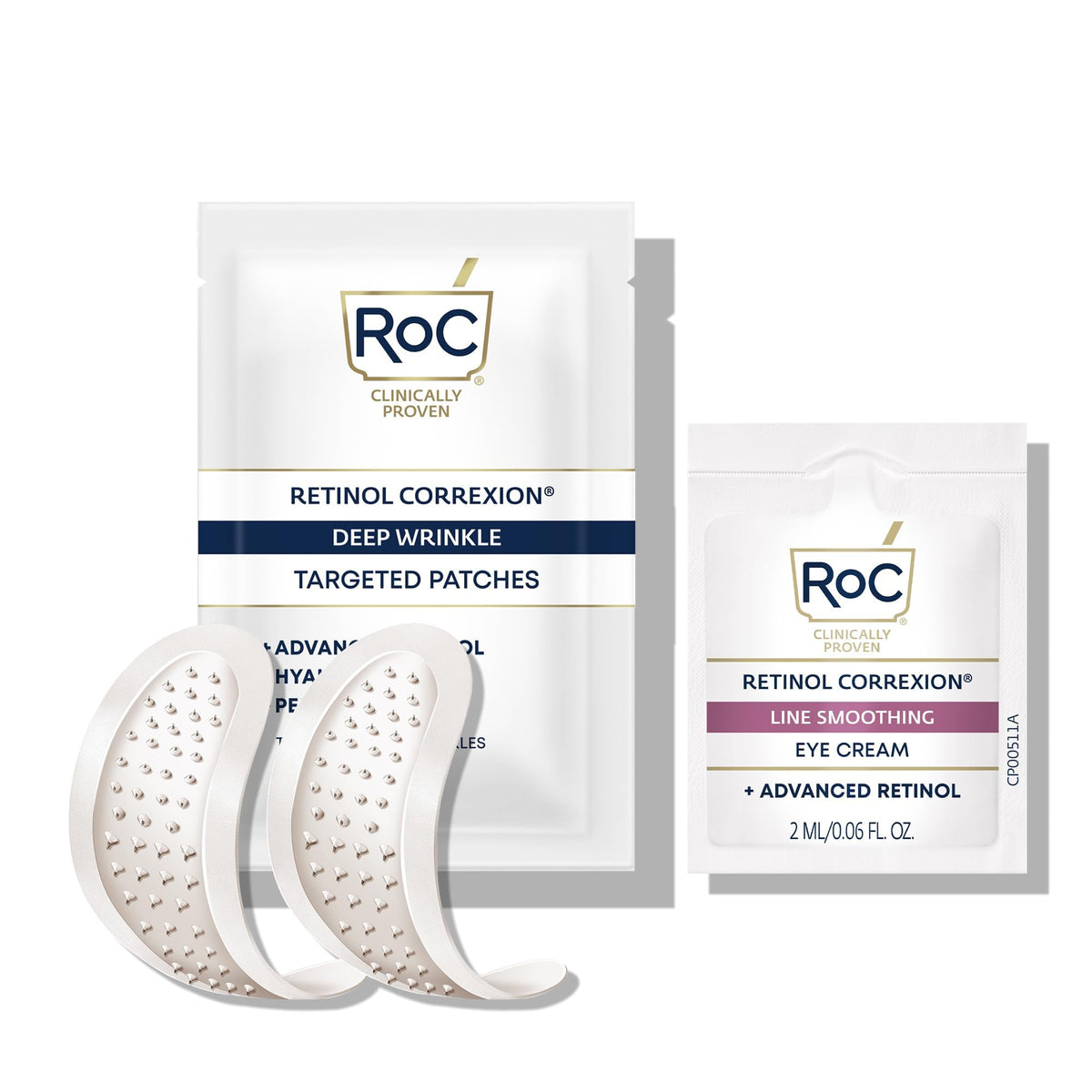 RoC Retinol Correxion Deep Wrinkle Non-Invasive Targeted Patches with Hyaluronic Acid + Firming Peptides for Forehead, 11 Lines - Maple Wellness Supplements
