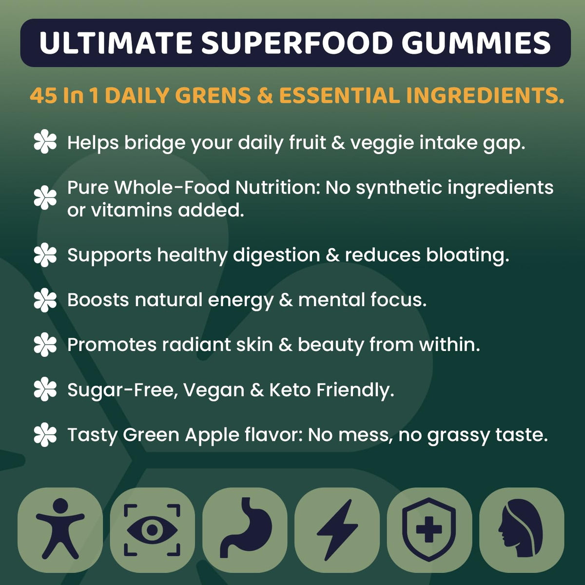 ROOTI Greens + Superfoods Gummies for Adults – 7-in-1 Whole Food Supplement, Spirulina, Lion’s Mane, Probiotics, Fiber & Digestive Enzymes Vegan, Sugar-Free, - Maple Wellness Supplements