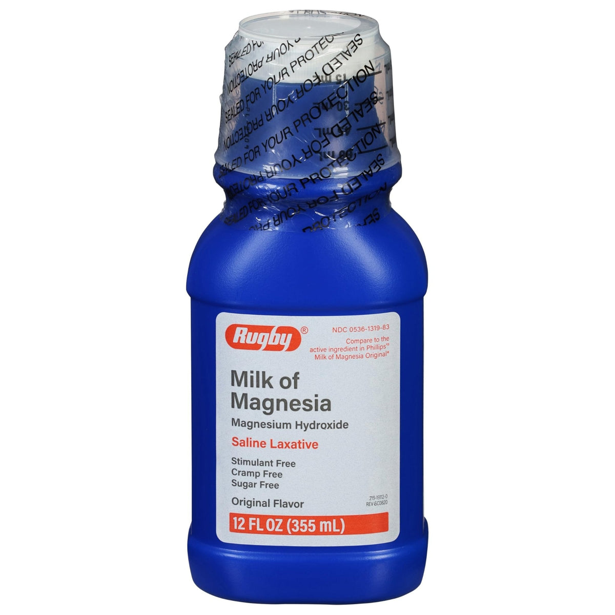 Rugby Milk of Magnesia Magnesium Hydroxide Saline Laxative – Stimulant, Cramp & Sugar-Free - Original Flavor – 12 Fl Oz - Maple Wellness Supplements