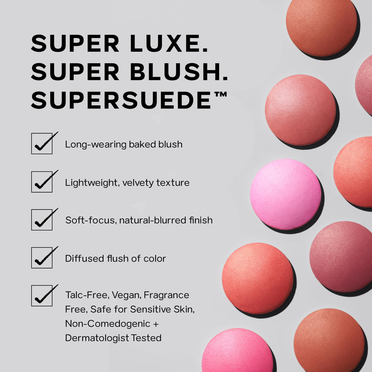 Saie Blush & Brush Duo - SuperSuede Baked Blush in Mia (.01 oz) & Powder Blush Brush - Talc-Free, Moisturizing Blush with Vegan, Fluffy Brush for Seamless Application - Maple Wellness Supplements