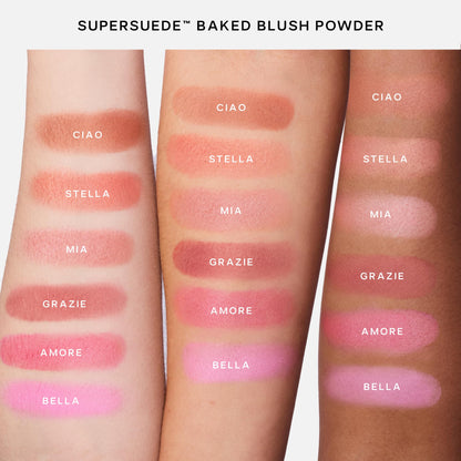 Saie Cheek Flush Duo - Dew Liquid Blush (.40 oz, Baby), SuperSuede Baked Powder Blush (.01 oz, Bella) - Layerable, Skin-Nourishing Blushes for a Seamless Radiant Finish - Maple Wellness Supplements