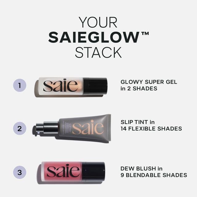 Saie Cheek Flush Duo - Dew Liquid Blush (.40 oz, Dreamy), SuperSuede Baked Powder Blush (.01 oz, Grazie) - Layerable, Skin-Nourishing Blushes for a Seamless Radiant Finish - Maple Wellness Supplements