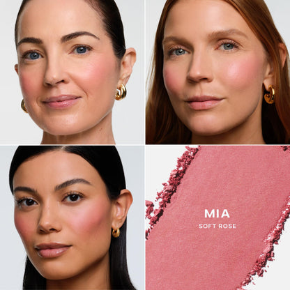 Saie Cheek Flush Duo - Dew Liquid Blush (.40 oz, Lady), SuperSuede Baked Powder Blush (.01 oz, Mia) - Layerable, Skin-Nourishing Blushes for a Seamless Radiant Finish - Maple Wellness Supplements