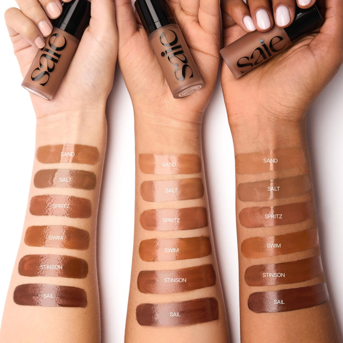 Saie Dew Bronze - Hydrating Liquid Bronzer Stick For a Sun Kissed Glow - Liquid Contour Stick Infused with Nourishing Skin Care Ingredients - Sculpted Face Makeup Essential - Sand (0.4 oz) - Maple Wellness Supplements