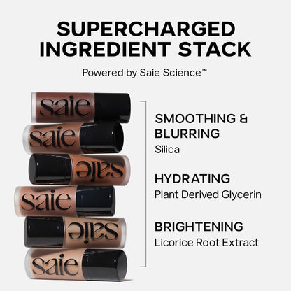 Saie Dew Bronze - Hydrating Liquid Bronzer Stick For a Sun Kissed Glow - Liquid Contour Stick Infused with Nourishing Skin Care Ingredients - Sculpted Face Makeup Essential - Sand (0.4 oz) - Maple Wellness Supplements