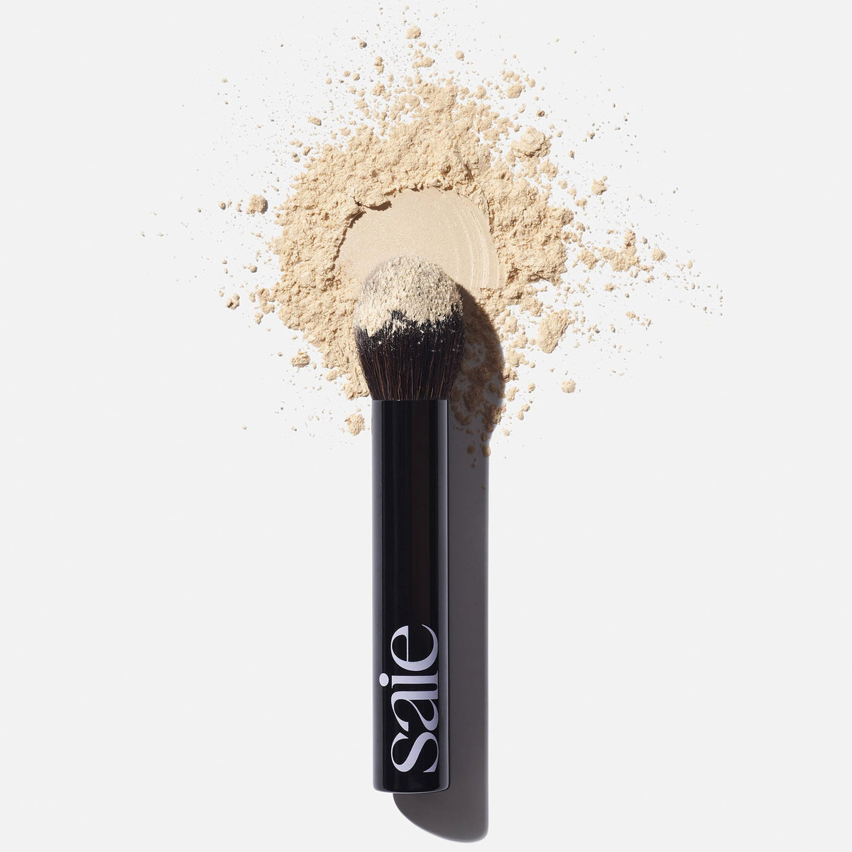 Saie Face Powder Duo, Medium - The Fluffy Brush, Soft, Multi-Use Targeted Powder Brush With Tapered Tip & Airset Radiant Loose Setting Powder, Translucent Medium (0.14 oz) - Vegan, Cruelty-Fee - Maple Wellness Supplements