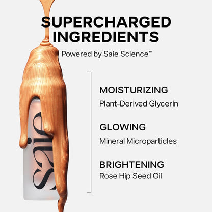 Saie Radiant Glow Duo - Dew Bronze Soft-Focus Liquid Bronzer in Sail (0.4 oz) & Mini Glowy Super Gel Lightweight Illuminator in Sunglow (0.5 oz), Hydrating Makeup Essentials for a Sun-Kissed Glow - Maple Wellness Supplements