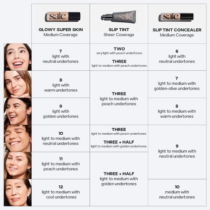 Saie Slip Tint Radiant Cream Concealer & All-Over Face Makeup - Concealer for Dark Circles, Redness & Blemishes - Lightweight Makeup Made with Hydrating Hyaluronic Acid - Shade 6 (0.17 oz) - Maple Wellness Supplements