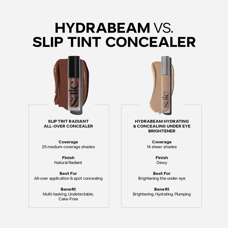 Saie Slip Tint Radiant Cream Concealer & All-Over Face Makeup - Concealer for Dark Circles, Redness & Blemishes - Lightweight Makeup Made with Hydrating Hyaluronic Acid - Shade 7 (0.17 oz) - Maple Wellness Supplements