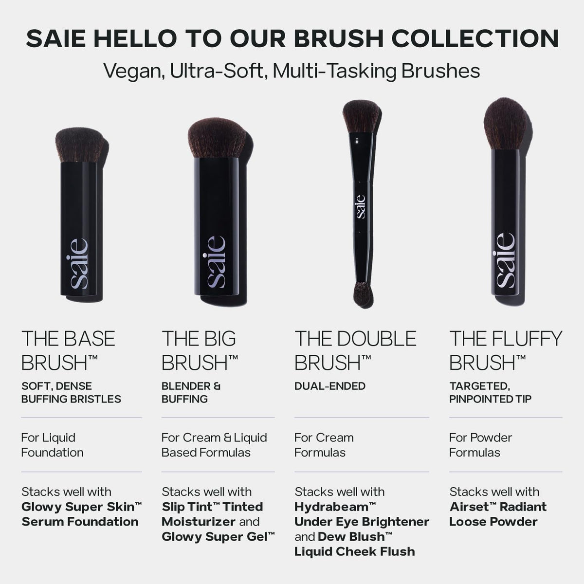 Saie The Big Liquid Foundation Brush - Soft, Multi-Use Makeup Brush for Buffing, Blending & Building - Made with Cruelty-Free, Synthetic Bristles & Creates a Seamless Finish (1 Count) - Maple Wellness Supplements