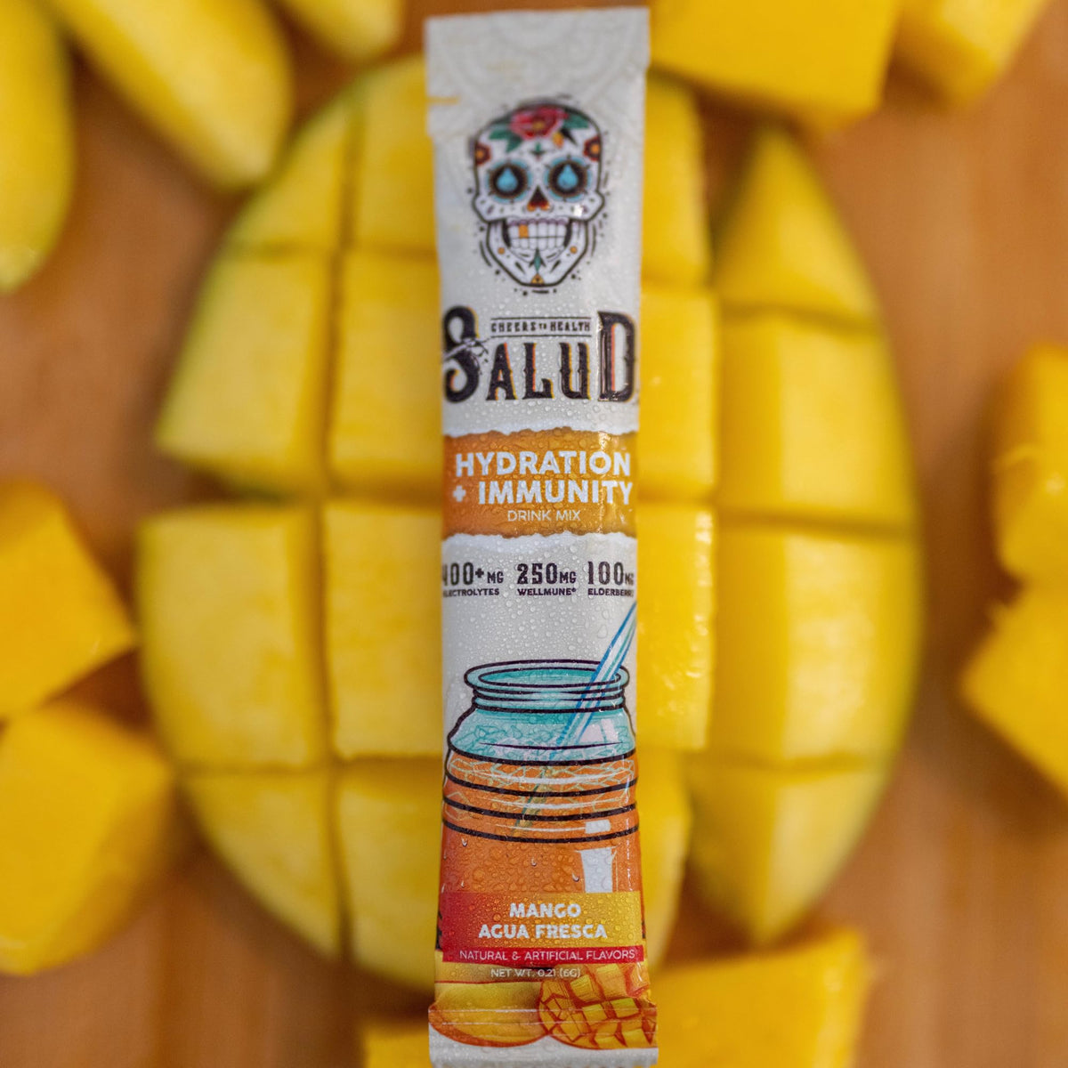 Salud 2-in-1 Hydration Packets + Immunity Electrolytes Powder, Mango - Agua Fresca Drink Mix, Elderberry, Dairy & Soy Free, Non-GMO, Gluten Free, - Maple Wellness Supplements